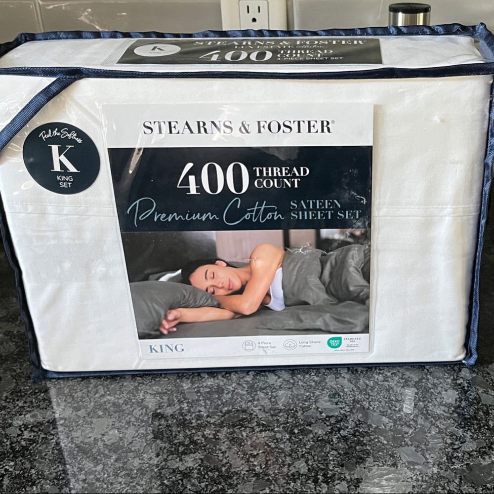Stearns & Foster King sheet set, new in sealed package.
